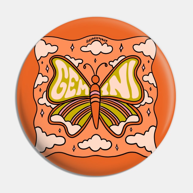 Gemini Butterfly Pin by Doodle by Meg