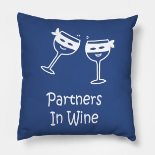 Partners In Wine White Pocket Pillow