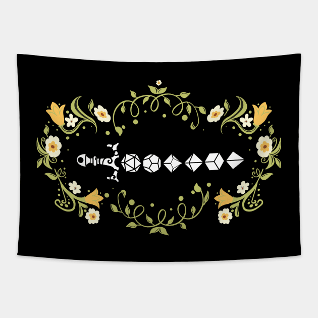 Flowers and Plants Polyhedral Dice Sword Tapestry by pixeptional