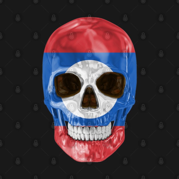 Laos Flag Skull - Gift for Lao With Roots From Laos by Country Flags