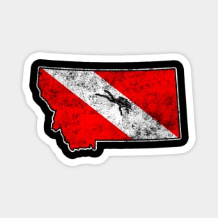 Montana Dive Flag Scuba Diving State Map Dive Flag Distressed Magnet