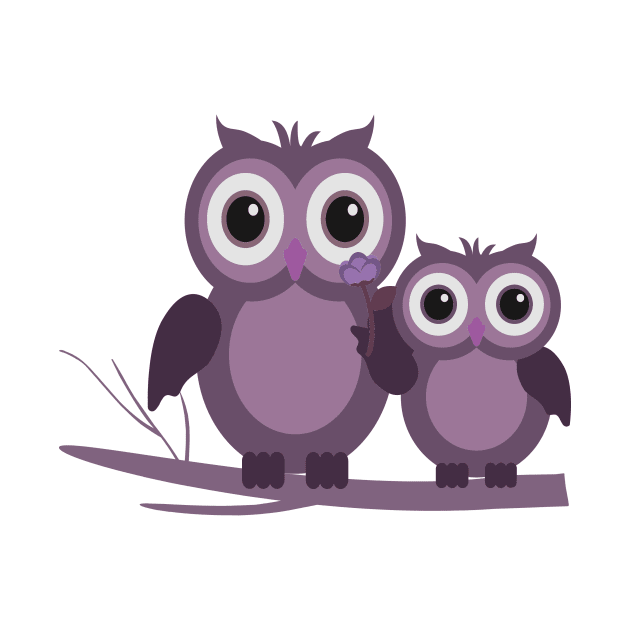 two owls purple plum lilac by HBfunshirts