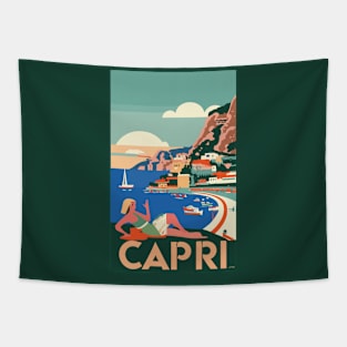 A Vintage Travel Art of Capri - Italy Tapestry