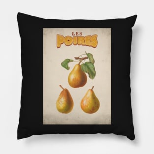 Old fruit poster - Pears - Vintage - retro Pillow