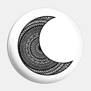 Black half moon mandala art Pin