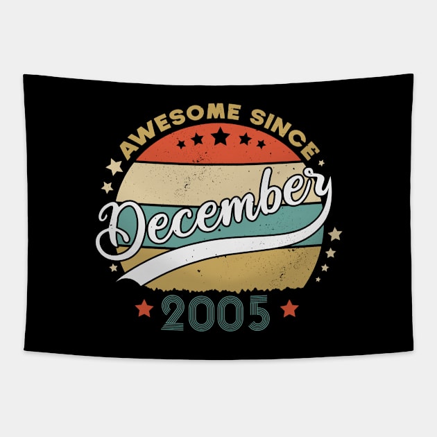 Awesome Since December 2005 Birthday Retro Sunset Vintage Funny Gift For Birthday Tapestry by SbeenShirts