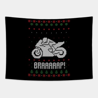 Merry Christmas Motorbike Xmas Gift Ugly Tapestry