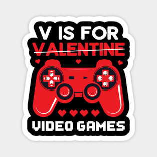 V Is For Video Games Funny Valentines Day Gamer Magnet