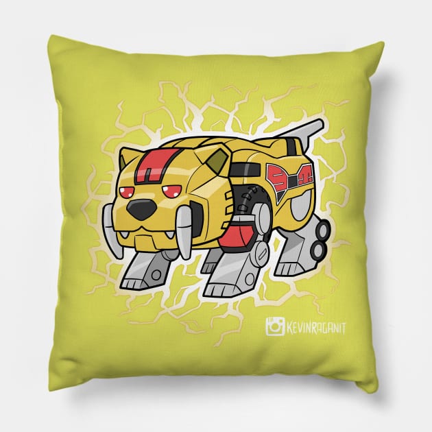 Lil Yellow Sabretooth Tiger Dinozord Pillow by fallerion