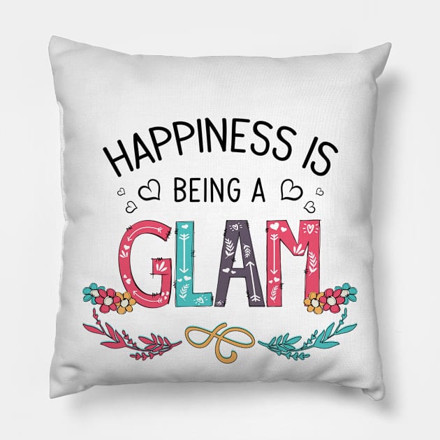 Happiness Is Being A Glam Wildflowers Valentines Mothers Day Pillow by KIMIKA