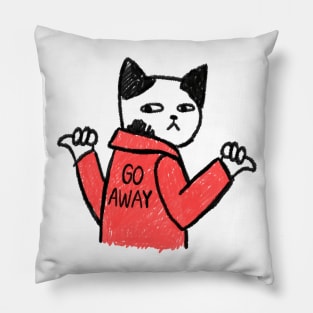 pissed cat with a jacket - go away Pillow