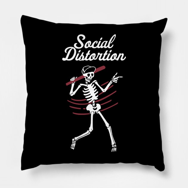 Skelly At Bat Pillow by Bone Perez