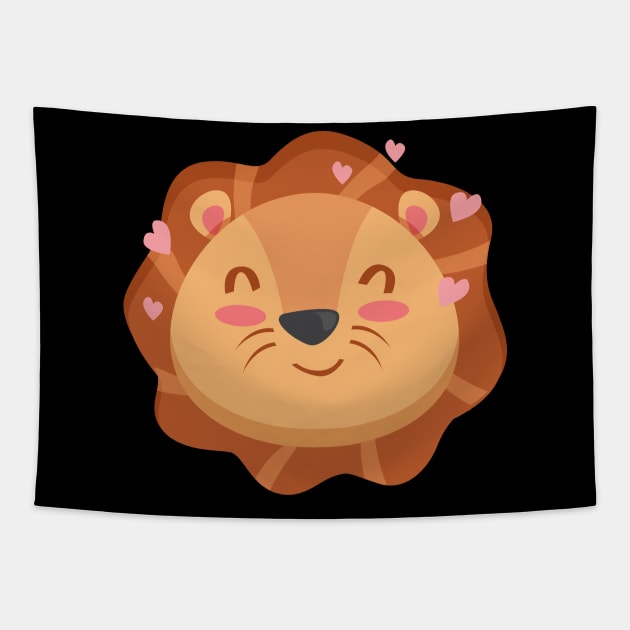 Cute Lion Cartoon Animals Character Design Tapestry by BrightLightArts