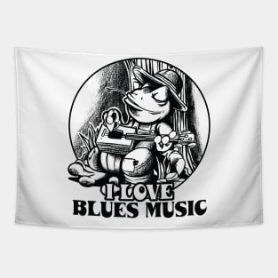 Delta Blues Frog with Guitar - I Love Blues Music Tapestry