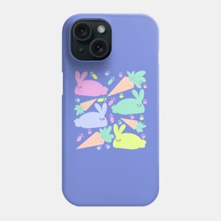 Cute Fluffy Bunnies With Blue Background Phone Case