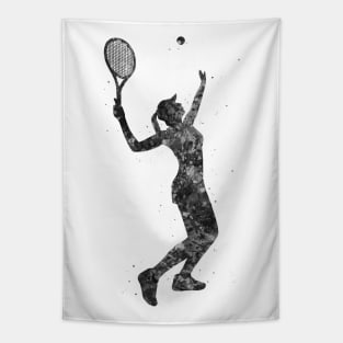 Tennis girl black and white Tapestry