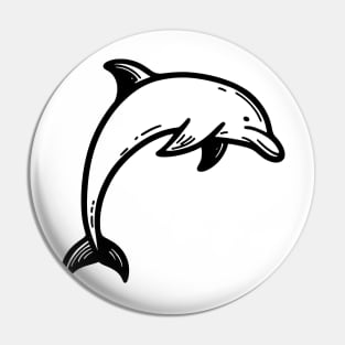 Stick Figure of a Dolphin in Black Ink Pin