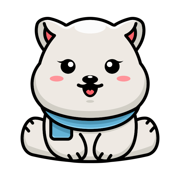 Cute baby polar bear sitting cartoon illustration by Wawadzgnstuff