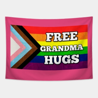 Grandma Hugs Pride Flag Tapestry