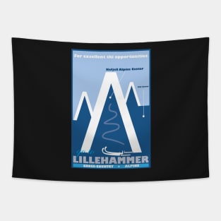 Lillehammer,Norway, Ski Travel Poster Tapestry