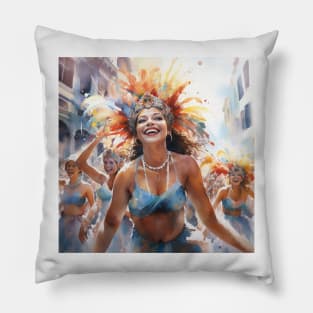 Carnival in Rio de Janeiro Watercolor Pattern Pillow