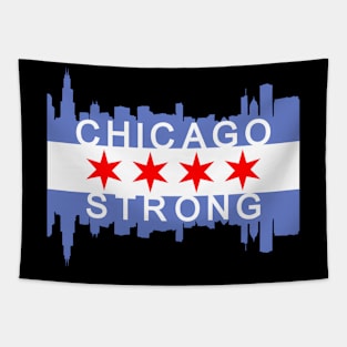 Chicago Strong Chitown City Skyline Flag Tapestry