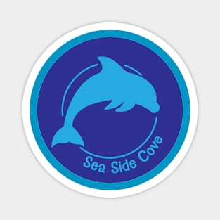 Sea Side Cove Dolphin Logo Dark Blue Magnet