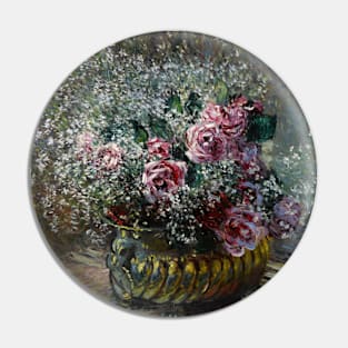 Fleurs Dans un Pot (Roses et Brouillard) by Claude Monet Pin