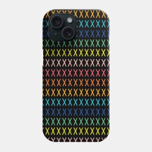 Rainbow cross stitch on black Phone Case