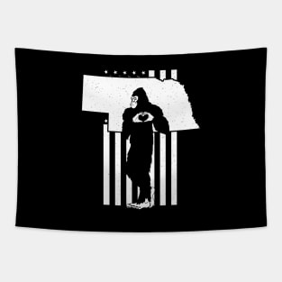 Nebraska Bigfoot American Flag Tapestry