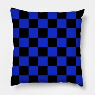 Medium Blue and Black Chessboard Pattern Pillow