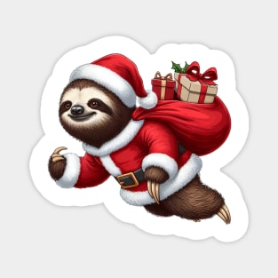 Festive Sloth Santa Christmas Xmas Holiday Funny Magnet