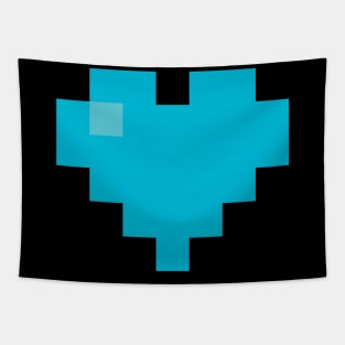 Simple Light Blue Pixel Heart Tapestry