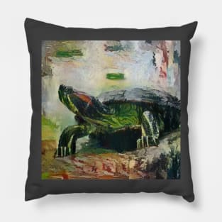 Cute turtle painting (sea turtle, ocean, sea and beach) Pillow