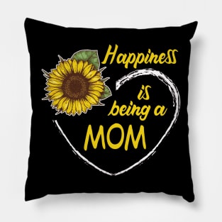 Happiness Is Being A Mom Sunflower Heart Pillow