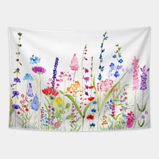 colorful wildflower watercolor Tapestry