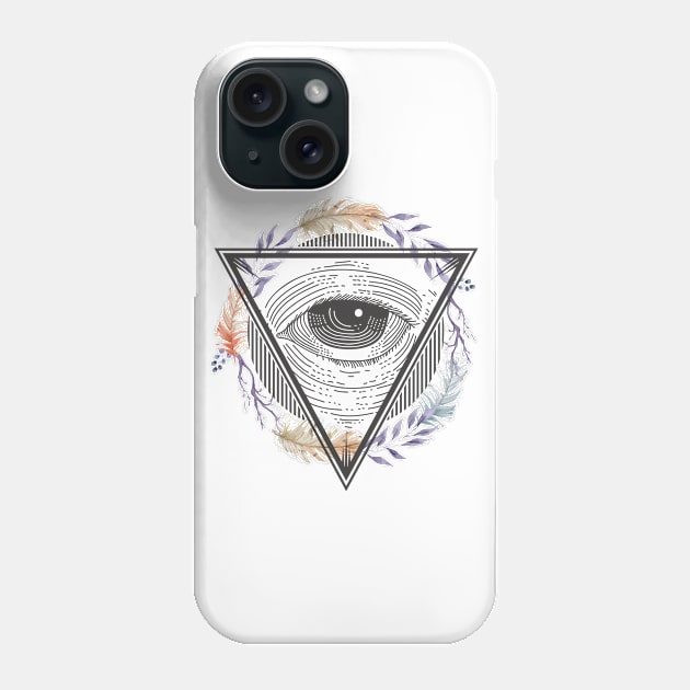 Third Eye Design, Pyramid Eye Art, Triangle Abstract Phone Case by Utopia Shop