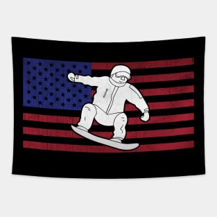 Awesome USA American Flag Snowboarder Gift Tapestry