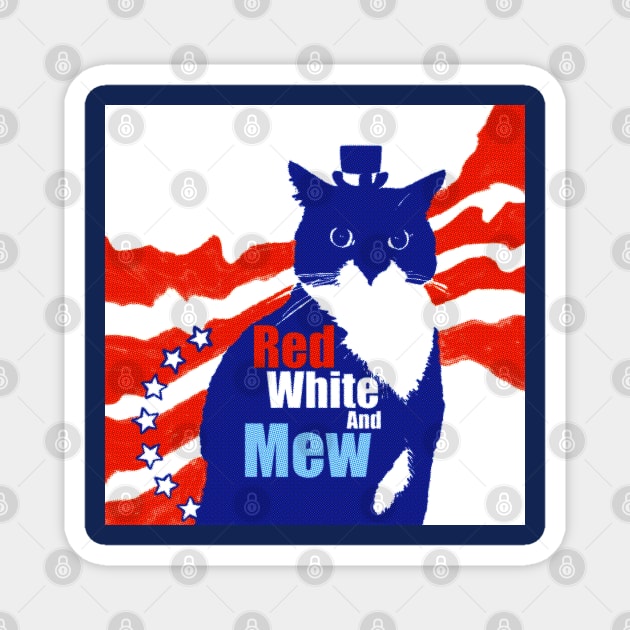 Red White and Mew Cat Magnet by TAP4242