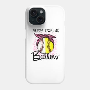 Busy Raising Ballers, Baseball, Softball Mom with Pink Cheetah Bow Design Phone Case