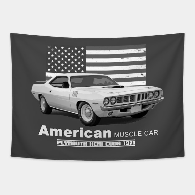 Plymouth Hemi Cuda American Muscle Car 60s 70s Old is Gold Tapestry by Jose Luiz Filho