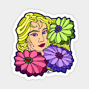 Exotic Blonde and Three Large Blooms Magnet