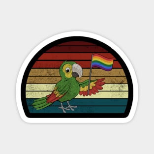 Vintage Gay Pride Flag Parrot T-Shirt For LGBT Pride Magnet