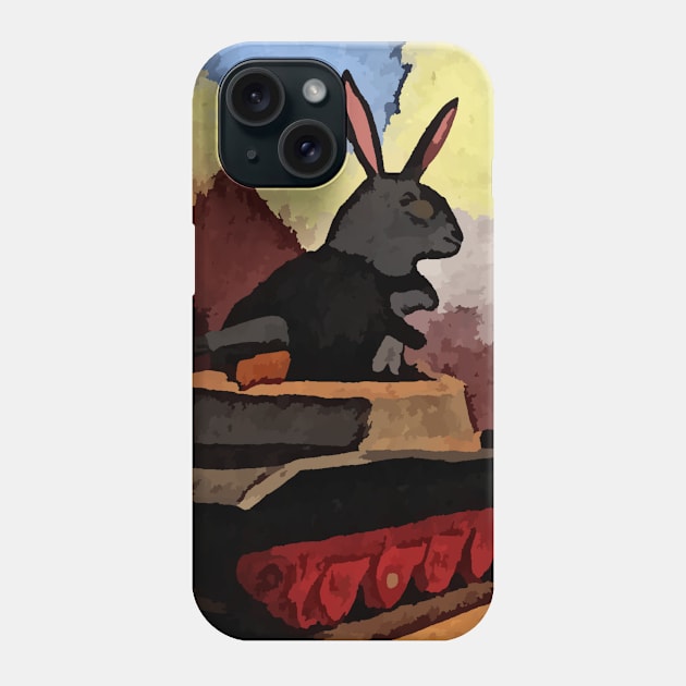 watercolor rabbit driving tank Phone Case by Catbrat