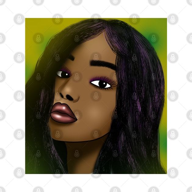 Black girl digital art drawing by Spinkly Creations 