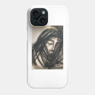 Jesus Christ Face charcoal illustration Phone Case