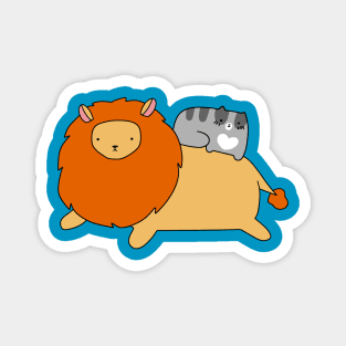 Lion and Blue Tabby Cat Magnet