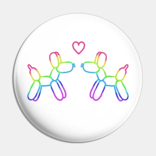 Rainbow Balloon Dogs in Love Pin