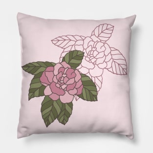 Light Pink Abstract Line art Rose Pillow