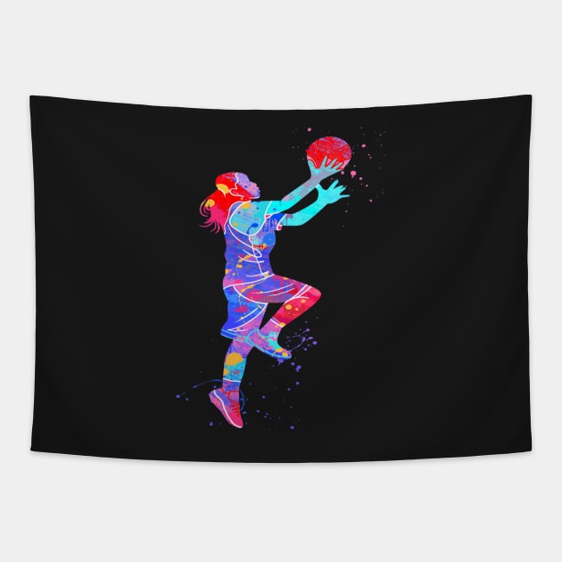 COLORFUL GIRL BASKETBALL PLAYER Tapestry by sailorsam1805